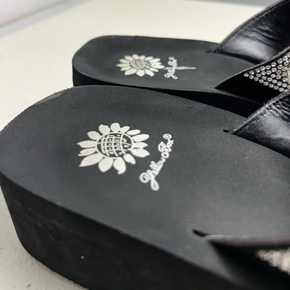 Yellow Box Flip Flops Harlequin Rhinestone Sparkle Perri Wedge Sandals Womens - Picture 3 of 7